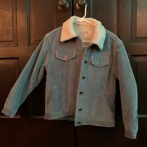 Blue Corduroy jacket lined with fur